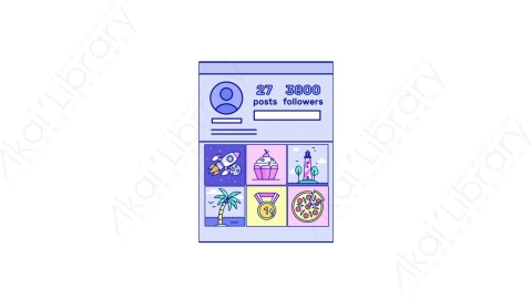 AE模板-MG扁平元素图标Instagram_Interfaces_1用户主页展示界面