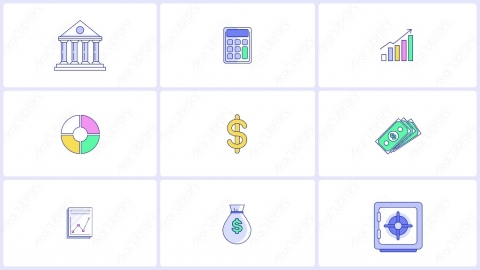 AE模板-MG扁平金融元素图标包Financial 商务图标元素