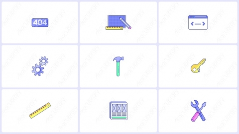 AE模板-MG扁平开发程序元素图标包Development_Settings 科技网络家居日常元素
