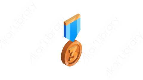 图片素材-039铜牌bronze medalMG等距立体卡通奖章徽章奖杯元素图标