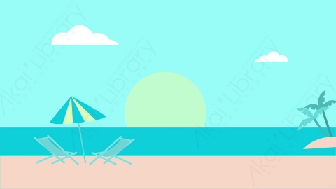 AE模板-MG扁平场景背景beach沙滩海滩