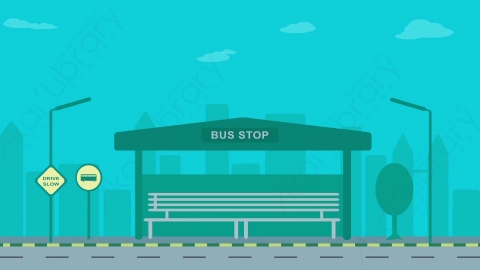 AE模板-MG扁平场景背景bus_stand公交站台