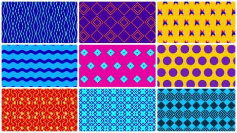 AE模板-时尚元素混合随机图形背景Pattern_Simple