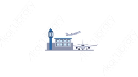 AE模板-MG扁平城市建筑元素图标Airport机场