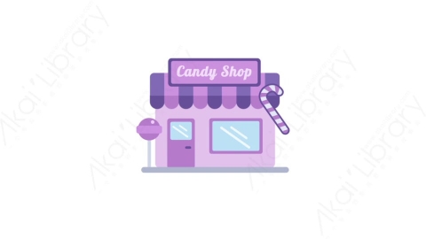 AE模板-MG扁平城市建筑元素图标Candy shop糖果店