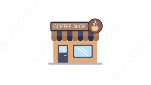 AE模板-MG扁平城市建筑元素图标Coffee shop咖啡店