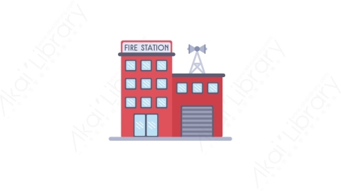 AE模板-MG扁平城市建筑元素图标Fire station消防站