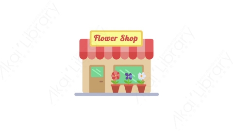 AE模板-MG扁平城市建筑元素图标Flower shop花店