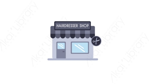 AE模板-MG扁平城市建筑元素图标Hairdresser shop美发店