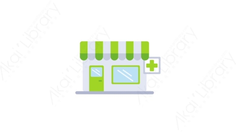 AE模板-MG扁平城市建筑元素图标Pharmacy药店