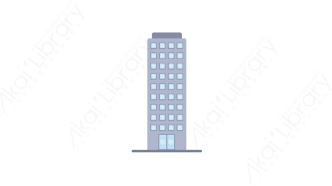 AE模板-MG扁平城市建筑元素图标Tall building (one)高层建筑