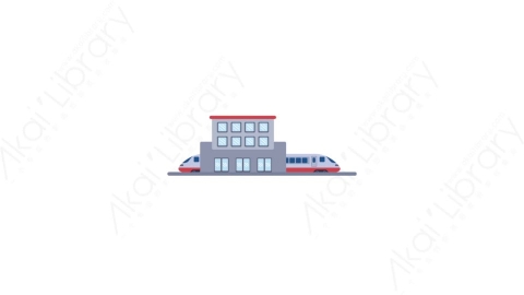 AE模板-MG扁平城市建筑元素图标Train station火车站