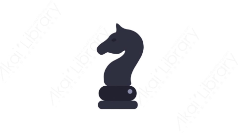AE模板-MG扁平儿童玩具元素图标Chess piece (black knight)国际象棋棋子