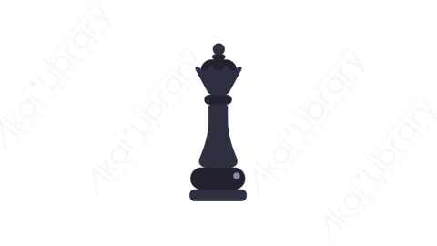 AE模板-MG扁平儿童玩具元素图标Chess piece (black queen)国际象棋棋子