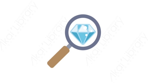 AE模板-MG扁平金融商务办公元素图标Diamond (one) magnifying glass放大镜下的钻石
