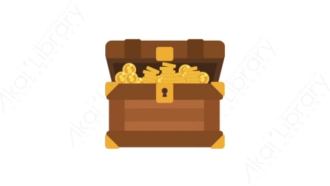 AE模板-MG扁平金融商务办公元素图标Gold coins treasure chest黄金宝箱