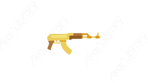 AE模板-MG扁平军事武器元素图标Golden kalashnikov黄金步枪