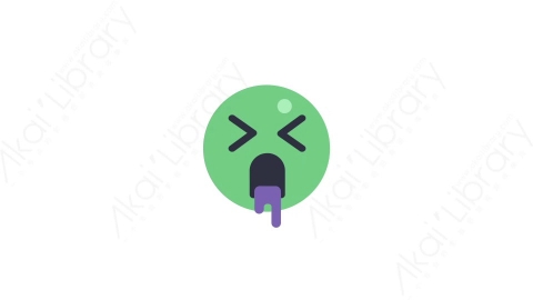 AE模板-MG扁平科技网络元素图标Emoticon (disgusted)表情符号厌恶呕吐