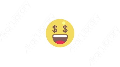 AE模板-MG扁平科技网络元素图标Emoticon (happy rich dollar)表情符号有钱人