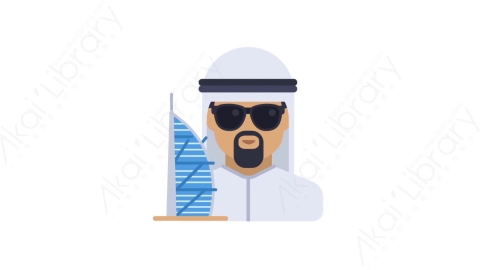 AE模板-MG扁平人物角色头像元素图标Arab man阿拉伯人