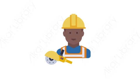 AE模板-MG扁平人物角色头像元素图标Builder (two)建筑工人