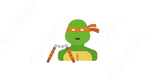 AE模板-MG扁平人物角色头像元素图标Green ninja (two)忍者神龟
