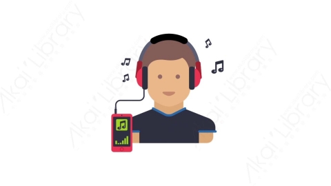 AE模板-MG扁平人物角色头像元素图标Man headphones男士耳机