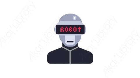 AE模板-MG扁平人物角色头像元素图标Music robot (one)音乐机器人