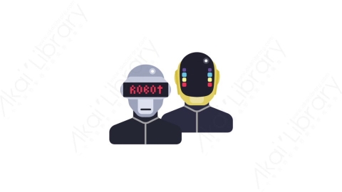 AE模板-MG扁平人物角色头像元素图标Music robots音乐机器人