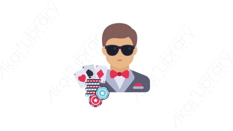 AE模板-MG扁平人物角色头像元素图标Poker player魔术师