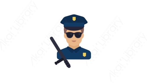 AE模板-MG扁平人物角色头像元素图标Policeman (one)警察