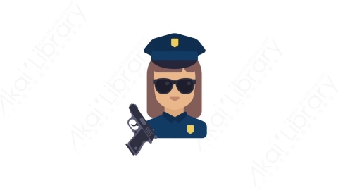 AE模板-MG扁平人物角色头像元素图标Policewoman (one)女警察