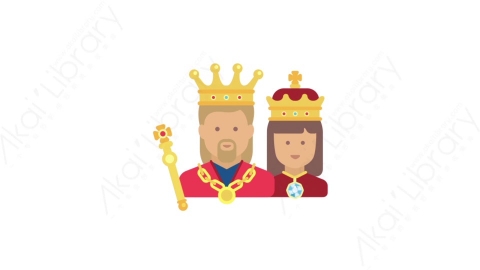 AE模板-MG扁平人物角色头像元素图标Royal couple皇室夫妇
