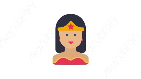AE模板-MG扁平人物角色头像元素图标Superhero (two)神奇女侠