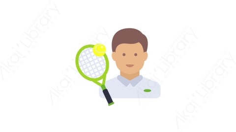 AE模板-MG扁平人物角色头像元素图标Tennisman科学家