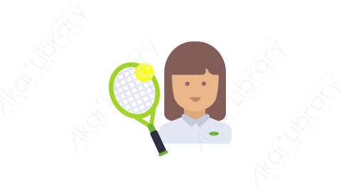 AE模板-MG扁平人物角色头像元素图标Tenniswoman女科学家
