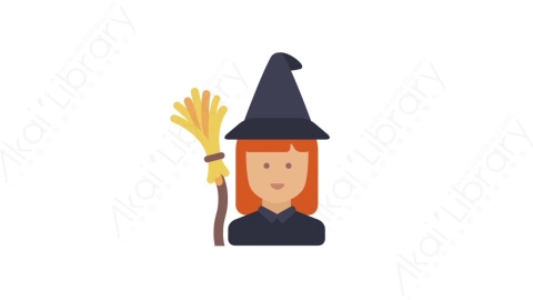 AE模板-MG扁平人物角色头像元素图标Witch女巫