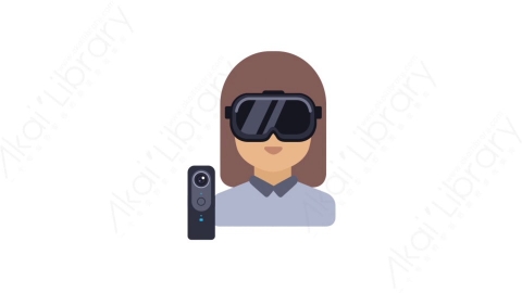 AE模板-MG扁平人物角色头像元素图标Woman vr glasses女性vr眼镜