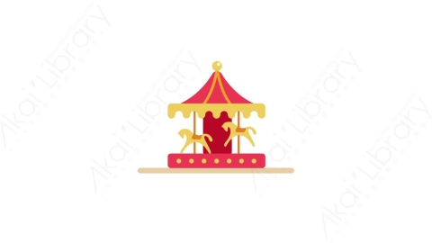 AE模板-MG扁平日常生活元素图标Carousel旋转木马