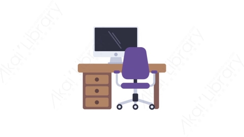 AE模板-MG扁平日常生活元素图标Computer desk电脑桌