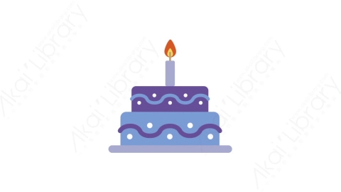 AE模板-MG扁平日常生活元素图标Birthday cake (boy)生日蛋糕