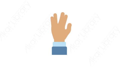 AE模板-MG扁平手势动画Hand sign (five)手势-5
