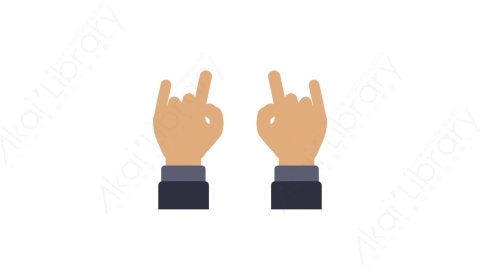 AE模板-MG扁平手势动画Hand sign (nine)手势-9