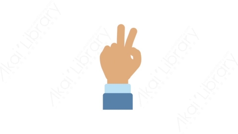 AE模板-MG扁平手势动画Hand sign (three)手势-3