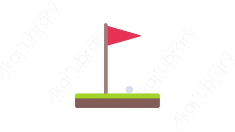 AE模板-MG扁平体育运动元素图标Golf flag高尔夫球旗