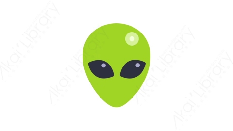 AE模板-MG扁平宇宙太空元素图标Alien head外星人头