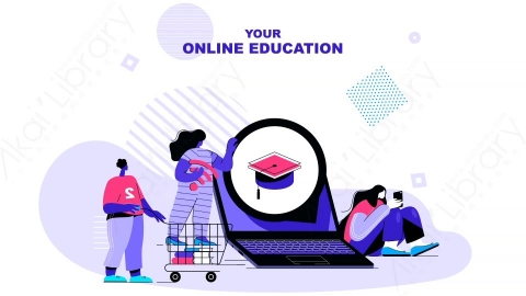 AE模板-Your_online_education在线教育MG扁平卡通场景背景
