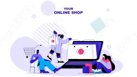 AE模板-Your_online_shop网上商城MG扁平卡通场景背景