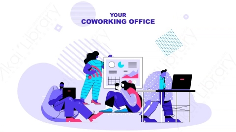 AE模板-Your_coworking_office商务企业办公室MG扁平卡通场景背景