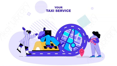 AE模板-Your_taxi_service出租车服务MG扁平卡通场景背景